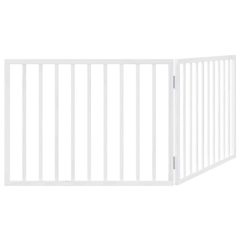 Petshop - Accesorii petshop - Culcusuri si custi - Tarcuri si colivii - Poarta pentru caini pliabila, 2 panouri, alb, 160 cm, lemn plop - Infinity.ro