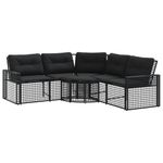 Casa si Gradina - Gradina si terasa - Mobilier exterior - Canapele si fotolii gradina - Canapea de gradina cu perne/taburet, forma L, negru, poliratan - Infinity.ro