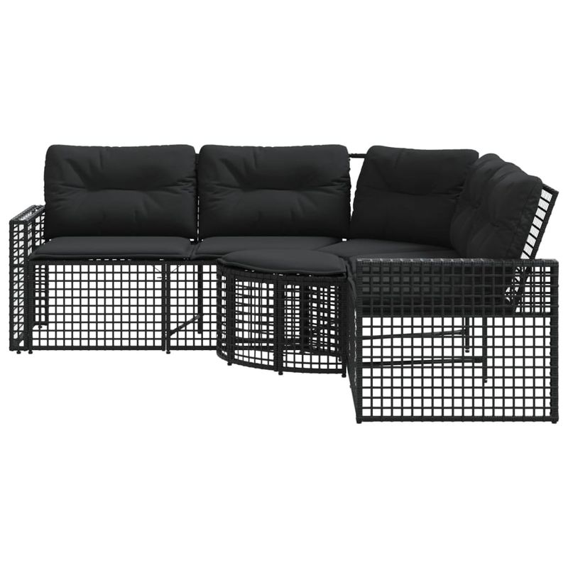 Casa si Gradina - Gradina si terasa - Mobilier exterior - Canapele si fotolii gradina - Canapea de gradina cu perne/taburet, forma L, negru, poliratan - Infinity.ro