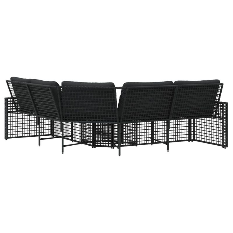 Casa si Gradina - Gradina si terasa - Mobilier exterior - Canapele si fotolii gradina - Canapea de gradina cu perne/taburet, forma L, negru, poliratan - Infinity.ro