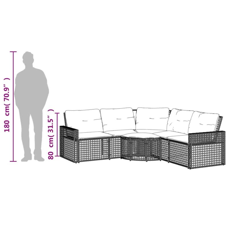Casa si Gradina - Gradina si terasa - Mobilier exterior - Canapele si fotolii gradina - Canapea de gradina cu perne/taburet, forma L, negru, poliratan - Infinity.ro