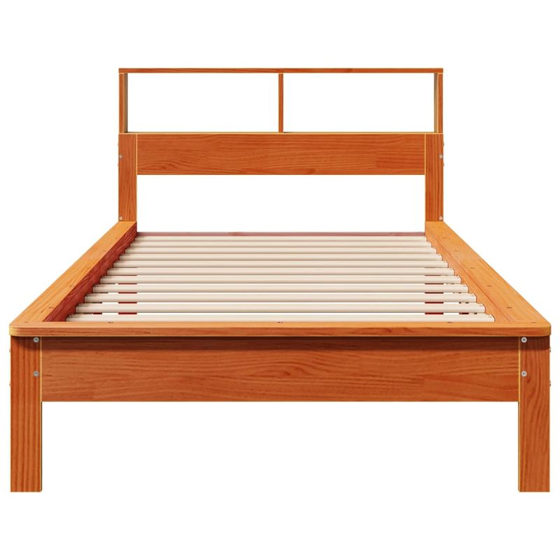 Casa si Gradina - Mobilier - Paturi si accesorii - Paturi - Pat cu biblioteca fara saltea, maro, 100x200 cm, lemn masiv pin - Infinity.ro