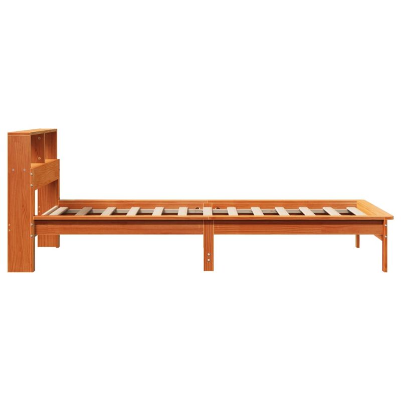 Casa si Gradina - Mobilier - Paturi si accesorii - Paturi - Pat cu biblioteca fara saltea, maro, 100x200 cm, lemn masiv pin - Infinity.ro