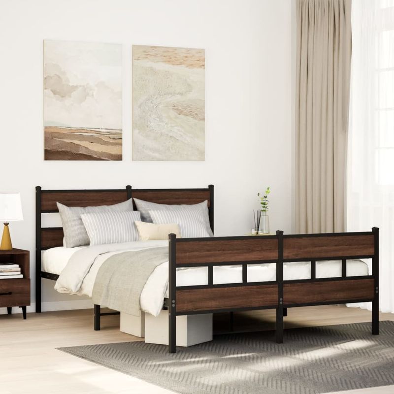 Casa si Gradina - Mobilier - Paturi si accesorii - Paturi - Cadru de pat metalic fara saltea, stejar maro, 160x200 cm - Infinity.ro