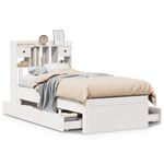 Casa si Gradina - Mobilier - Paturi si accesorii - Paturi - Pat cu biblioteca fara saltea, alb, 75x190 cm, lemn masiv pin - Infinity.ro
