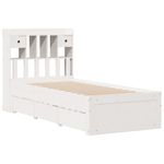 Casa si Gradina - Mobilier - Paturi si accesorii - Paturi - Pat cu biblioteca fara saltea, alb, 75x190 cm, lemn masiv pin - Infinity.ro
