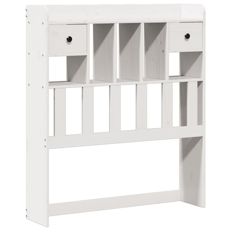Casa si Gradina - Mobilier - Paturi si accesorii - Paturi - Pat cu biblioteca fara saltea, alb, 75x190 cm, lemn masiv pin - Infinity.ro