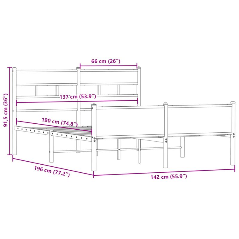Casa si Gradina - Mobilier - Paturi si accesorii - Paturi - Cadru pat fara saltea, stejar fumuriu 137x190 cm lemn prelucrat - Infinity.ro