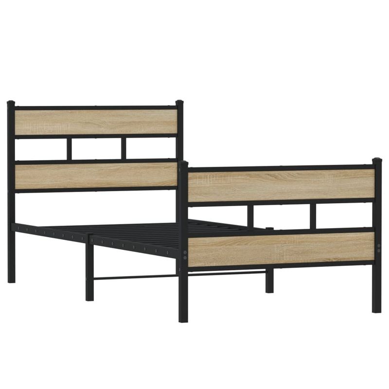 Casa si Gradina - Mobilier - Paturi si accesorii - Paturi - Cadru de pat metalic fara saltea, stejar sonoma, 75x190 cm - Infinity.ro