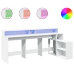 Casa si Gradina - Mobilier - Mese si birouri - Birouri - Birou cu lumini LED, alb, 200x104x91 cm, lemn prelucrat - Infinity.ro