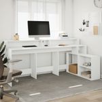 Casa si Gradina - Mobilier - Mese si birouri - Birouri - Birou cu lumini LED, alb, 200x104x91 cm, lemn prelucrat - Infinity.ro
