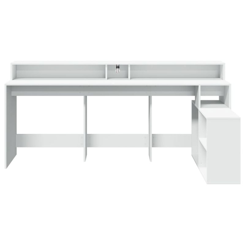 Casa si Gradina - Mobilier - Mese si birouri - Birouri - Birou cu lumini LED, alb, 200x104x91 cm, lemn prelucrat - Infinity.ro