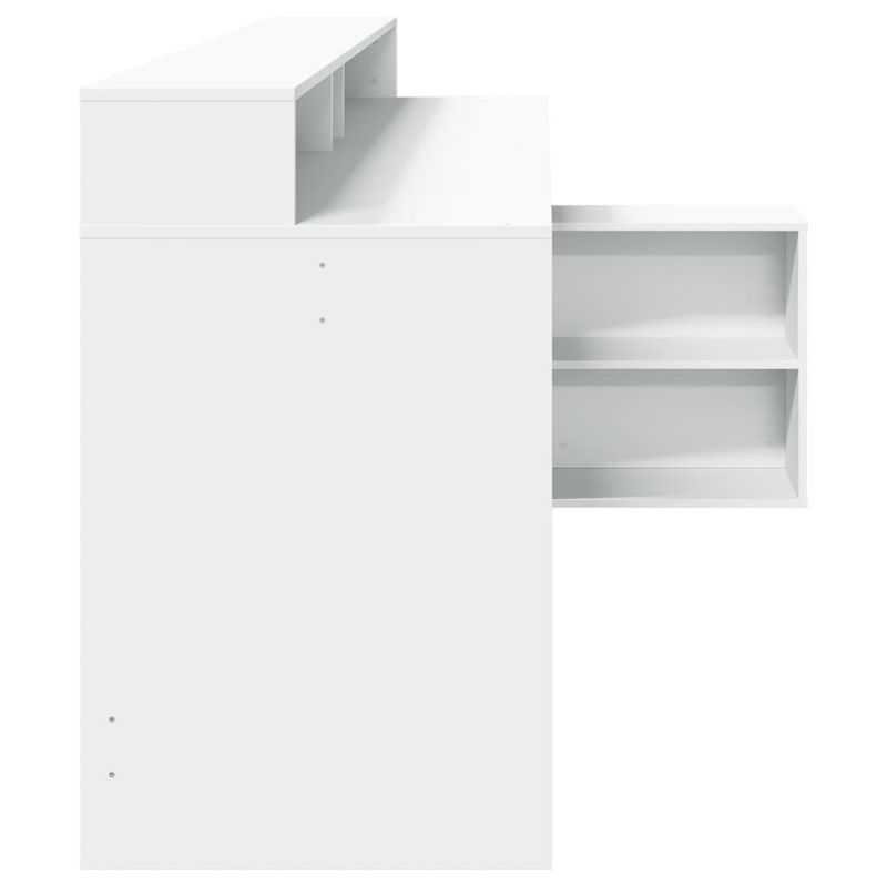 Casa si Gradina - Mobilier - Mese si birouri - Birouri - Birou cu lumini LED, alb, 200x104x91 cm, lemn prelucrat - Infinity.ro