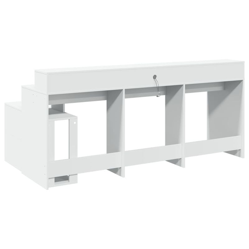 Casa si Gradina - Mobilier - Mese si birouri - Birouri - Birou cu lumini LED, alb, 200x104x91 cm, lemn prelucrat - Infinity.ro