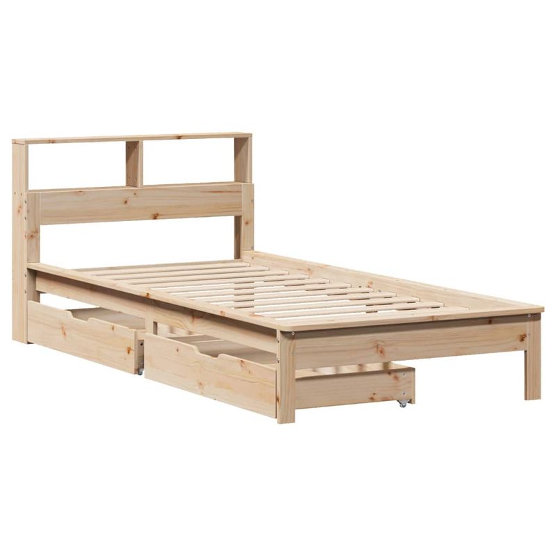 Casa si Gradina - Mobilier - Paturi si accesorii - Paturi - Pat cu biblioteca fara saltea, 75x190 cm, lemn masiv de pin - Infinity.ro