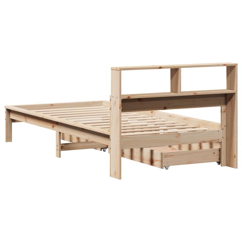 Casa si Gradina - Mobilier - Paturi si accesorii - Paturi - Pat cu biblioteca fara saltea, 75x190 cm, lemn masiv de pin - Infinity.ro