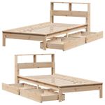 Casa si Gradina - Mobilier - Paturi si accesorii - Paturi - Pat cu biblioteca fara saltea, 75x190 cm, lemn masiv de pin - Infinity.ro