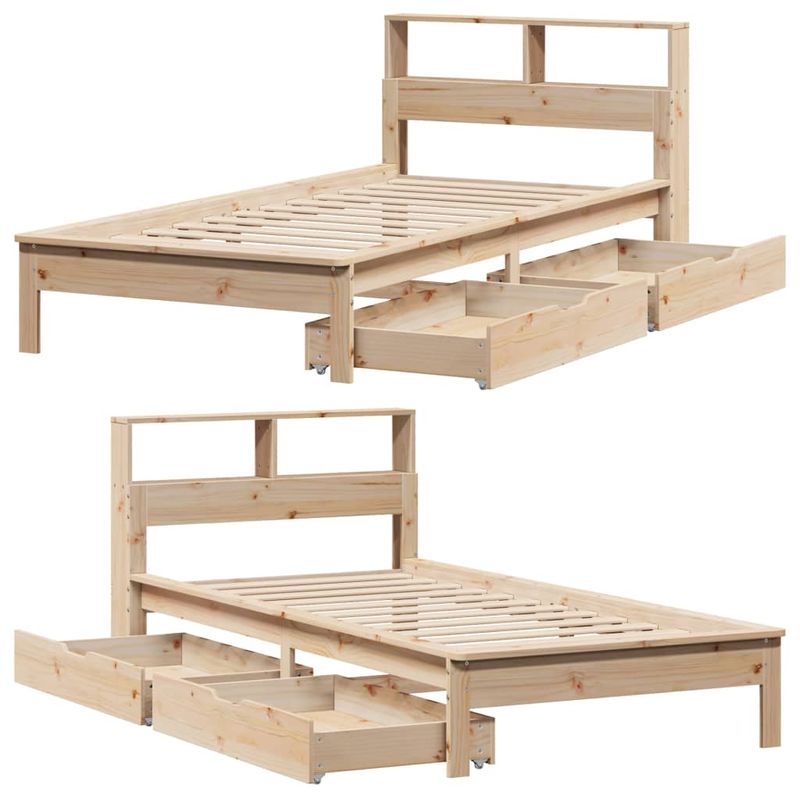 Casa si Gradina - Mobilier - Paturi si accesorii - Paturi - Pat cu biblioteca fara saltea, 75x190 cm, lemn masiv de pin - Infinity.ro