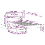 Casa si Gradina - Mobilier - Paturi si accesorii - Paturi - Pat cu biblioteca fara saltea, 75x190 cm, lemn masiv de pin - Infinity.ro