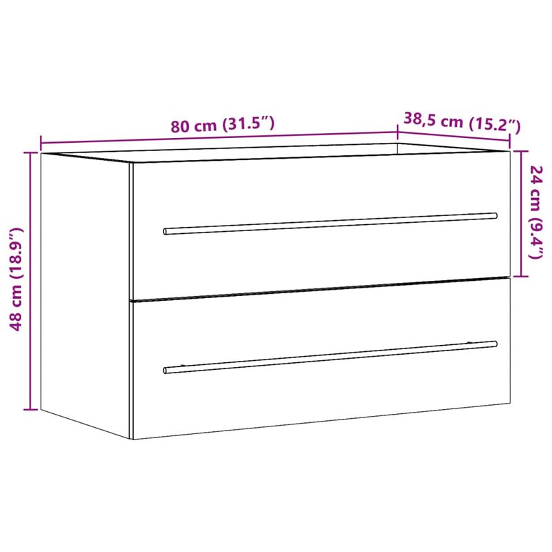 Casa si Gradina - Mobilier - Mobilier baie - Comode baie - Dulap de chiuveta stejar artizanal 80x38,5x48 cm lemn prelucrat - Infinity.ro