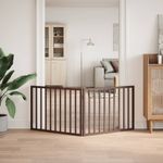 Petshop - Accesorii petshop - Culcusuri si custi - Custi interior si exterior - Poarta pentru caini pliabila 2 panouri maro, 160 cm, lemn plop - Infinity.ro