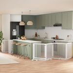 Petshop - Accesorii petshop - Culcusuri si custi - Custi interior si exterior - Poarta caini pliabila cu usa 12 panouri, alb, 960 cm, lemn plop - Infinity.ro