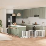 Petshop - Accesorii petshop - Culcusuri si custi - Custi interior si exterior - Poarta caini pliabila cu usa 15 panouri, alb, 750 cm, lemn plop - Infinity.ro