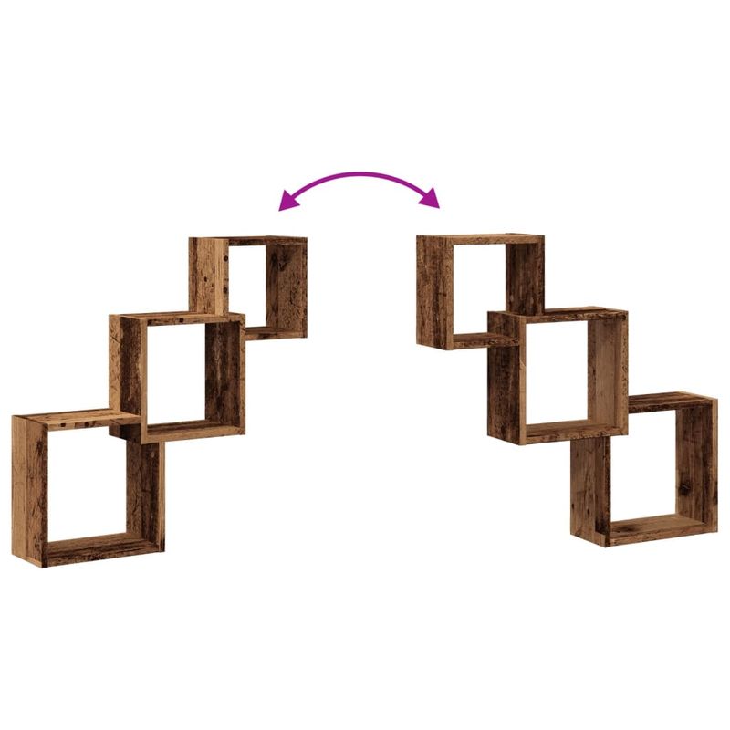 Casa si Gradina - Mobilier - Biblioteci si rafturi - Rafturi - Rafturi de perete, cub, lemn vechi, 68x15x68 cm, lemn prelucrat - Infinity.ro