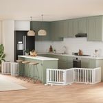 Petshop - Accesorii petshop - Culcusuri si custi - Custi interior si exterior - Poarta caini pliabila cu usa 10 panouri, alb, 800 cm, lemn plop - Infinity.ro