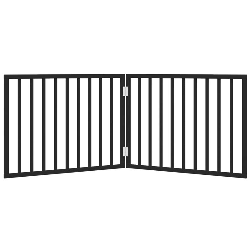 Petshop - Accesorii petshop - Culcusuri si custi - Custi interior si exterior - Poarta pentru caini pliabila 2 panouri negru, 160 cm, lemn plop - Infinity.ro