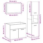 Casa si Gradina - Mobilier - Seturi de mobilier - Seturi baie - Set mobilier de baie, 3 piese, gri beton, lemn compozit - Infinity.ro