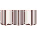 Petshop - Accesorii petshop - Culcusuri si custi - Custi interior si exterior - Poarta caini pliabila cu usa 6 panouri maro, 300 cm, lemn plop - Infinity.ro