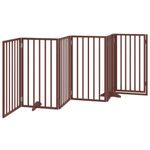 Petshop - Accesorii petshop - Culcusuri si custi - Custi interior si exterior - Poarta caini pliabila cu usa 6 panouri maro, 300 cm, lemn plop - Infinity.ro
