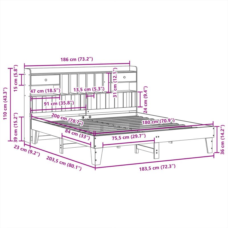Casa si Gradina - Mobilier - Paturi si accesorii - Paturi - Cadru de pat fara saltea, alb, 180x200 cm, lemn masiv pin - Infinity.ro