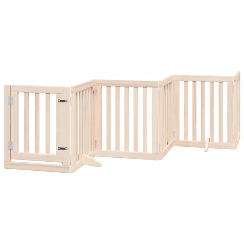 Petshop - Accesorii petshop - Culcusuri si custi - Tarcuri si colivii - Poarta de caini pliabila cu usa, 12 panouri, 600 cm, lemn plop - Infinity.ro