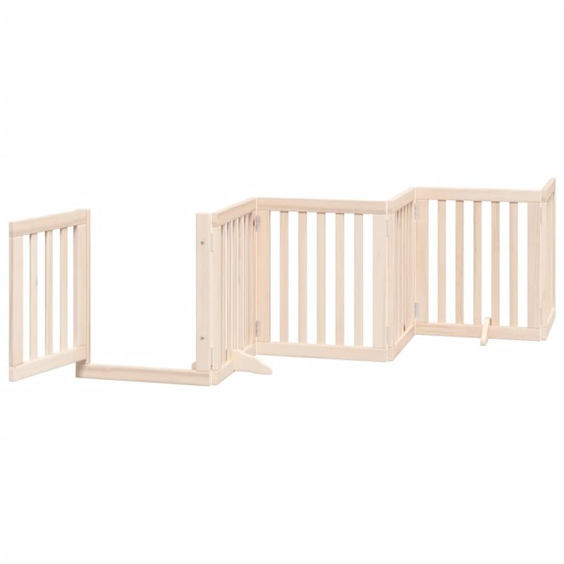 Petshop - Accesorii petshop - Culcusuri si custi - Tarcuri si colivii - Poarta de caini pliabila cu usa, 12 panouri, 600 cm, lemn plop - Infinity.ro
