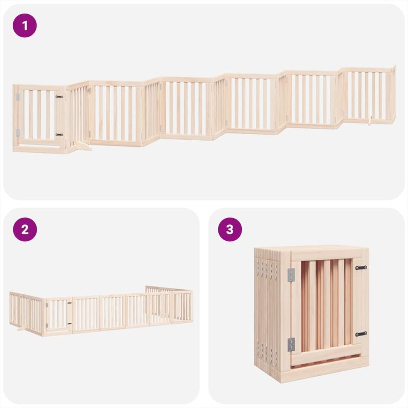 Petshop - Accesorii petshop - Culcusuri si custi - Tarcuri si colivii - Poarta de caini pliabila cu usa, 12 panouri, 600 cm, lemn plop - Infinity.ro