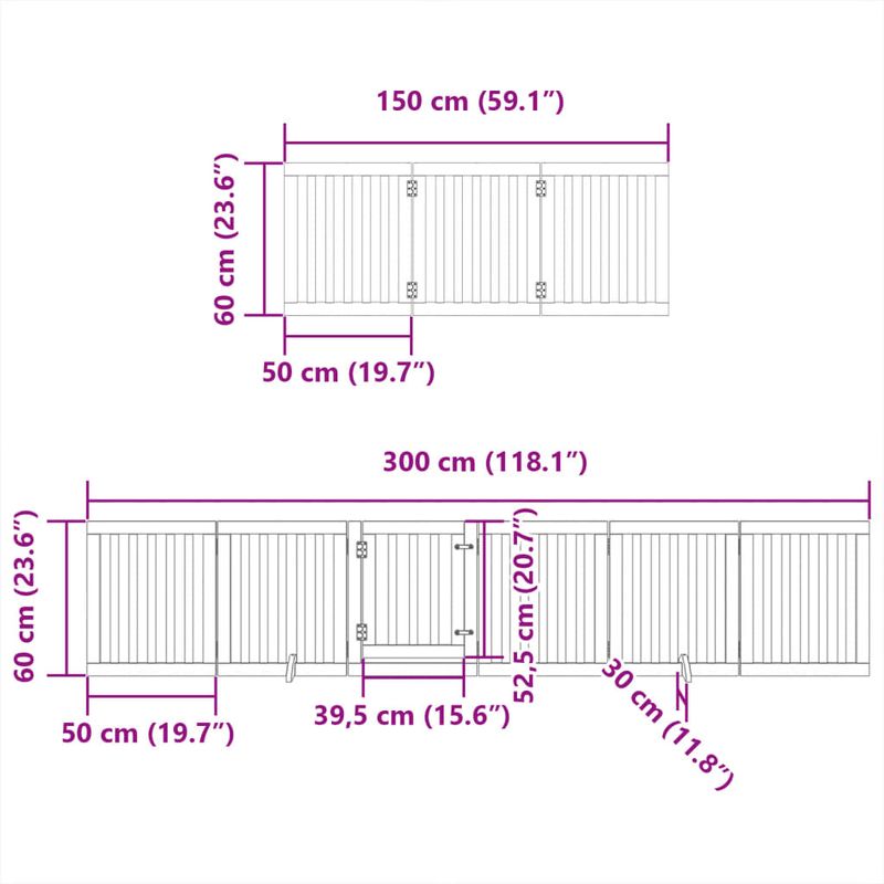 Petshop - Accesorii petshop - Culcusuri si custi - Tarcuri si colivii - Poarta de caini pliabila cu usa, 12 panouri, 600 cm, lemn plop - Infinity.ro