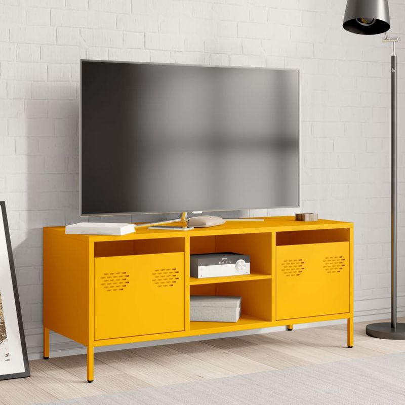 Casa si Gradina - Mobilier - Comode si corpuri - Comode - Dulap TV, galben mustar, 101,5x39x43,5 cm, otel laminat la rece - Infinity.ro