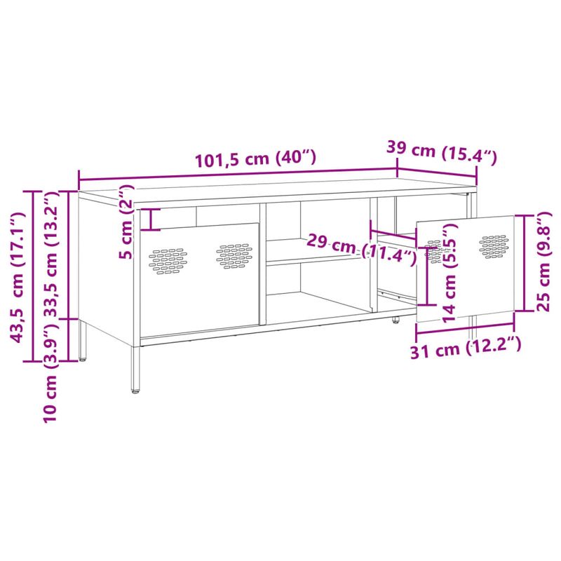 Casa si Gradina - Mobilier - Comode si corpuri - Comode - Dulap TV, galben mustar, 101,5x39x43,5 cm, otel laminat la rece - Infinity.ro