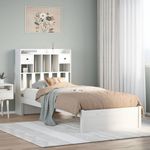 Casa si Gradina - Mobilier - Paturi si accesorii - Paturi - Pat cu biblioteca fara saltea, alb, 90x200 cm, lemn masiv pin - Infinity.ro