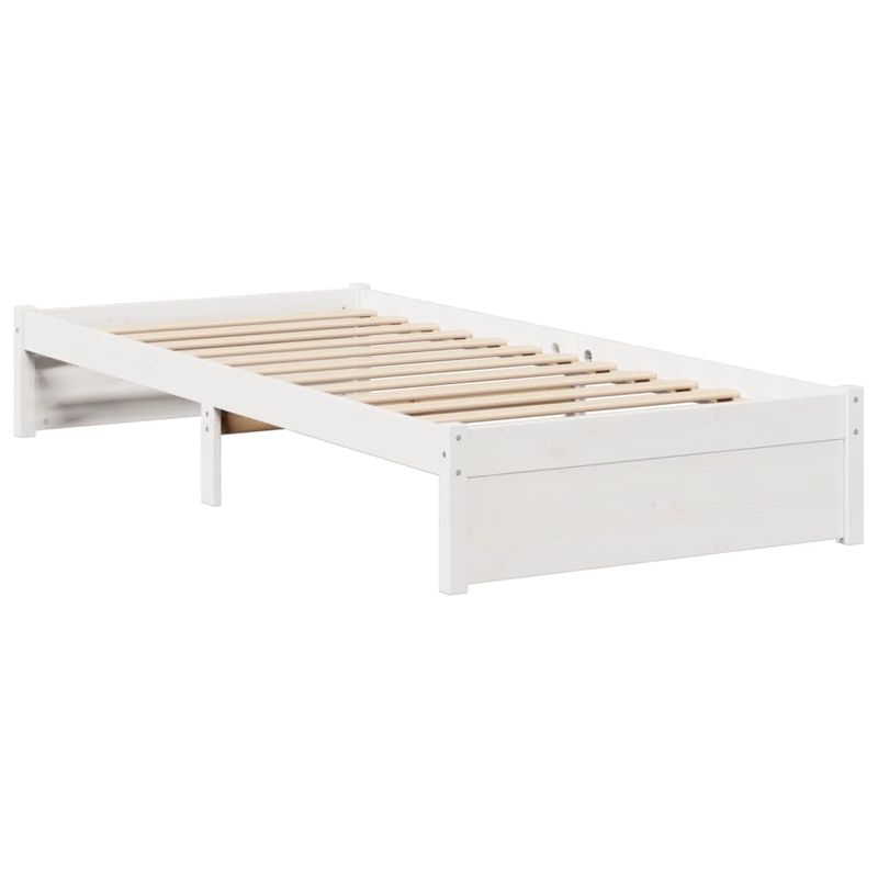 Casa si Gradina - Mobilier - Paturi si accesorii - Paturi - Pat cu biblioteca fara saltea, alb, 90x200 cm, lemn masiv pin - Infinity.ro