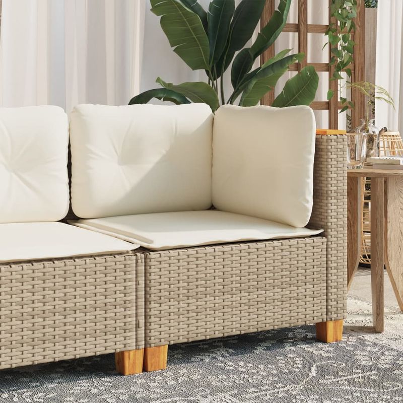 Casa si Gradina - Gradina si terasa - Mobilier exterior - Canapele si fotolii gradina - Canapea de colt de gradina cu perne, bej, poliratan - Infinity.ro