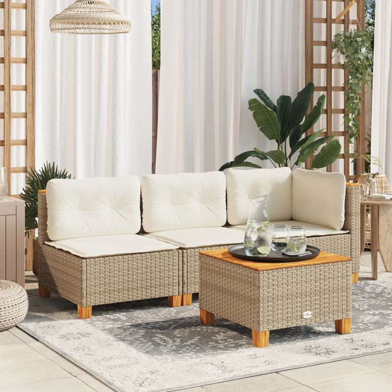 Casa si Gradina - Gradina si terasa - Mobilier exterior - Canapele si fotolii gradina - Canapea de colt de gradina cu perne, bej, poliratan - Infinity.ro