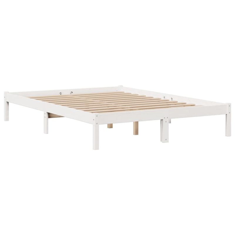 Casa si Gradina - Mobilier - Paturi si accesorii - Paturi - Pat cu biblioteca fara saltea, alb, 160x200 cm, lemn masiv pin - Infinity.ro