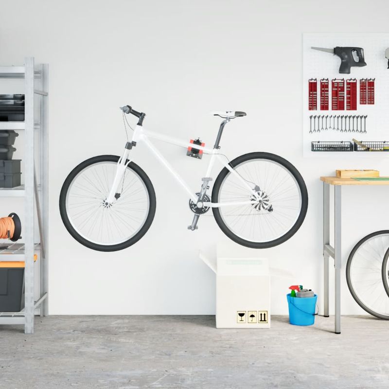 Sport si Outdoor - Ciclism - Accesorii pentru biciclete - Suporturi accesorii biciclete - Suport reparatii biciclete de perete, pliabil, rosu/ negru otel - Infinity.ro