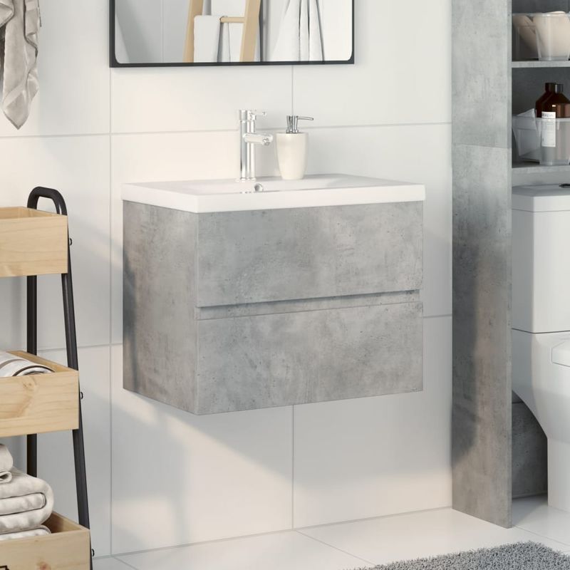 Casa si Gradina - Mobilier - Seturi de mobilier - Seturi baie - Set mobilier de baie, 2 piese, gri beton, lemn compozit - Infinity.ro