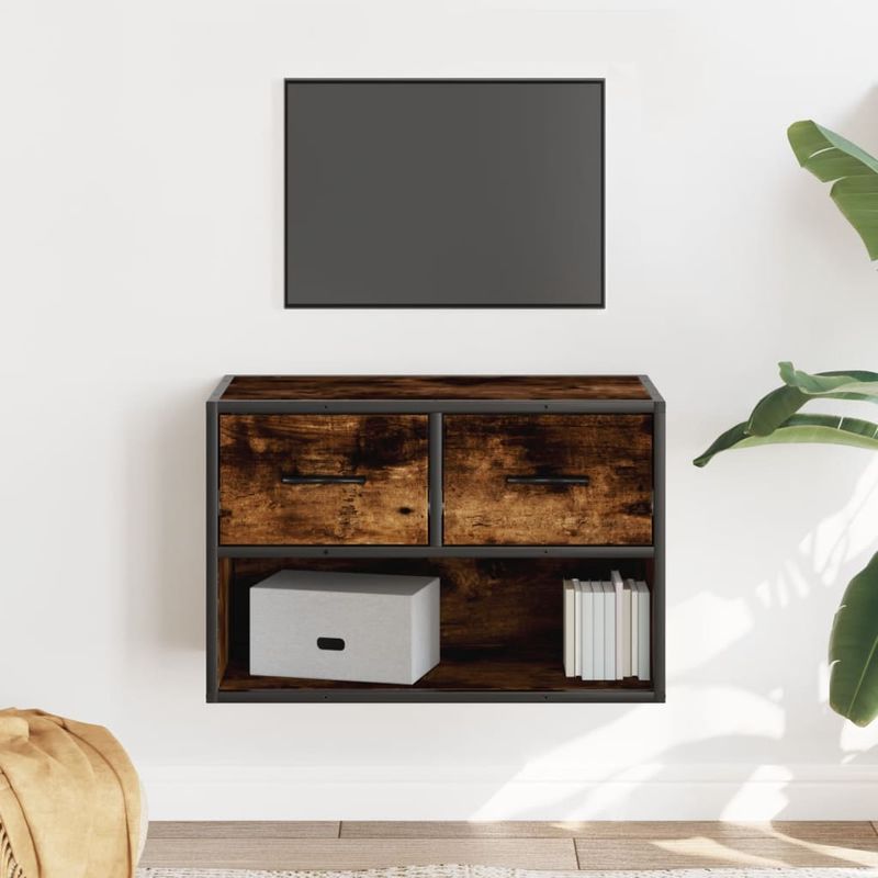 Casa si Gradina - Mobilier - Comode si corpuri - Comode - Dulap TV, stejar fumuriu, 60x31x39,5 cm lemn si metal - Infinity.ro