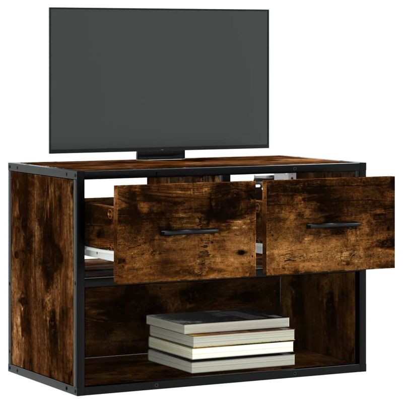 Casa si Gradina - Mobilier - Comode si corpuri - Comode - Dulap TV, stejar fumuriu, 60x31x39,5 cm lemn si metal - Infinity.ro