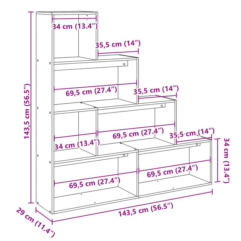 Casa si Gradina - Mobilier - Biblioteci si rafturi - Biblioteci - Biblioteca/separator 4 niveluri, stejar 143,5x29x143,5 cm lemn - Infinity.ro